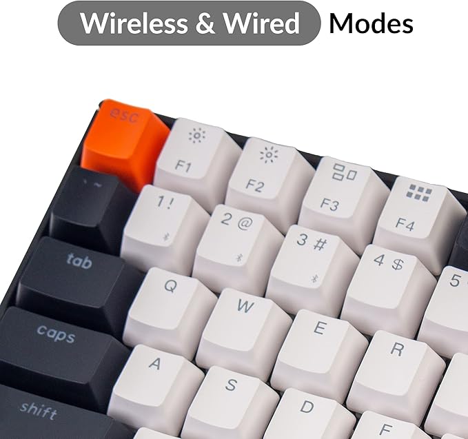 Keychron K2 75% Layout Hot-swappable Bluetooth Wireless/USB Wired Mechanical Keyboard with Gateron G Pro Brown Switch/Double-Shot Keycaps/RGB Backlit 84-Key Computer Keyboad for Mac Windows Version 2