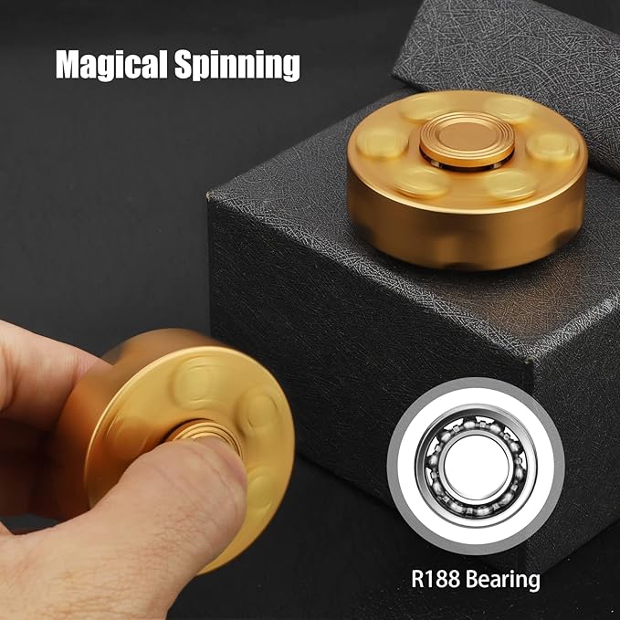 Metal Fidget Spinner Toy, Cool Alloy Hand Finger Spinner Cube Toy, Stress Relief Sensory Spinning Anti Anxiety Desk EDC Toys Gifts Party Favors for Adults Kids 5 6 7 8 9 10+11 12 Years Old Boys