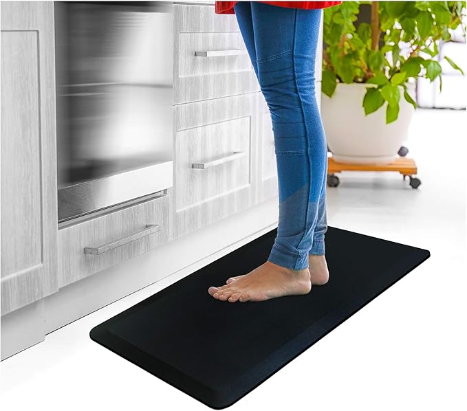 Ultralux Anti-Fatigue Standing Comfort Mat, Thick Non-Slip Cushioned Kitchen Floor Mat 3/4” Thick 20" x 32" Premium Durable Ergonomic Multi-Use Standing Support Pad, Home, Office, Kitchen Rug, Black