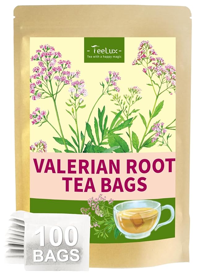 TeeLux Valerian Root Tea Bags, Smooth & Mild Taste, Caffeine Free, Natural Ingredients, 100 Count