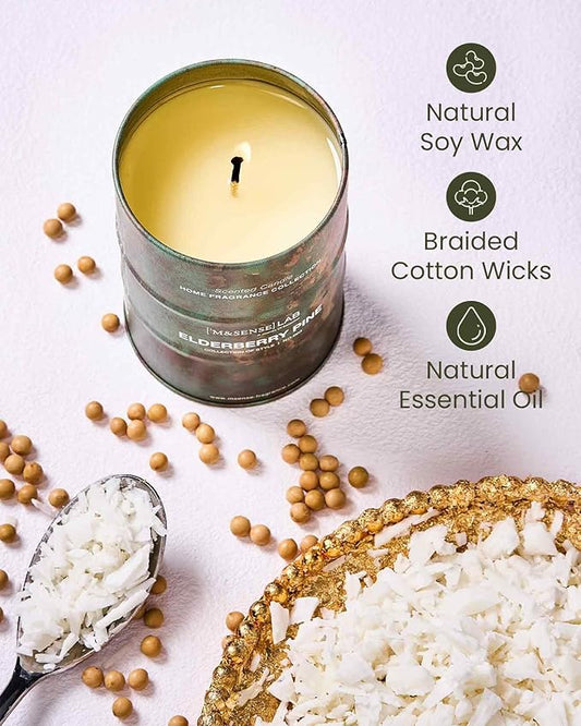 M&SENSE Elderberry Pine Scented Candles Natural Non Toxic, Aromatherapy Candle for Stress Relief Meditation Relaxing, Housewarming Gifts for Women Men, 11.3oz 70 Hour Long Burning
