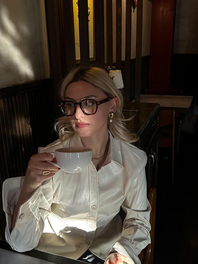 VISOONE Retro Round Anti Eyestrain Metal Medium Eyewear Blue Light Blocking Glasses for Computer Gaming Women Man SANFORD