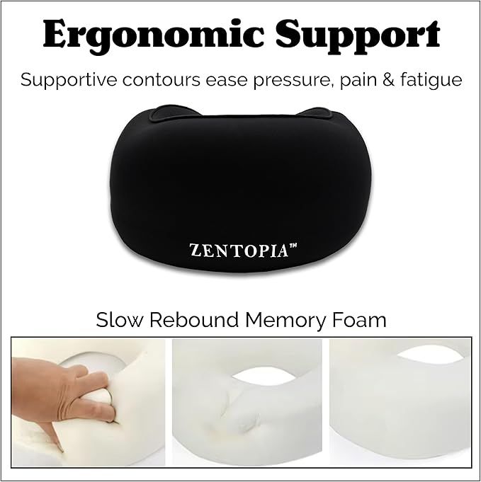 Memory Foam Travel Neck Pillow – Ergonomic 360° Head & Neck Support for Airplanes, Car & Home – Compact Washable Cover, Carry Bag & Earplugs – Best Neck Pillow Airplane, Travel Pillow for Long Flights