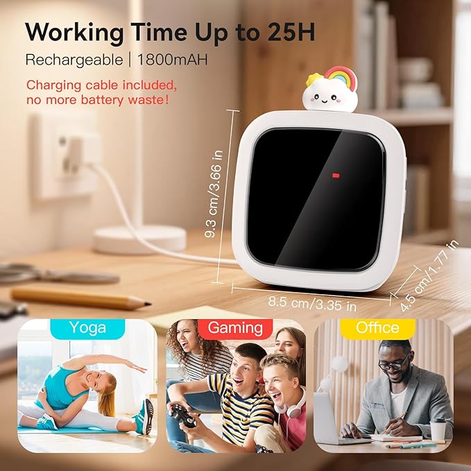 Yunbaoit Digital Visual Timer for Kids, Rechargeable 99-Minute Silent Countdown Timer with 19 Ringtones, 9 Optional DIY Color Star Display, Time Management Tool with Pause Function (Rainbow)