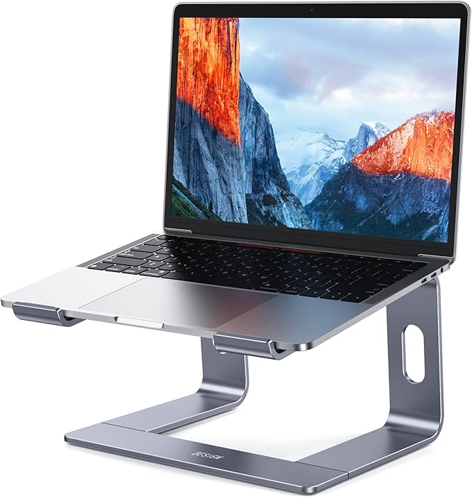 BESIGN LS03 Aluminum Laptop Stand, Ergonomic Detachable Computer Stand, Notebook Holder Compatible with MacBook Air Pro, Dell, HP, Lenovo More 10-15.6" Laptops, Space Gray