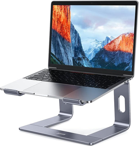 BESIGN LS03 Aluminum Laptop Stand, Ergonomic Detachable Computer Stand, Notebook Holder Compatible with MacBook Air Pro, Dell, HP, Lenovo More 10-15.6" Laptops, Space Gray