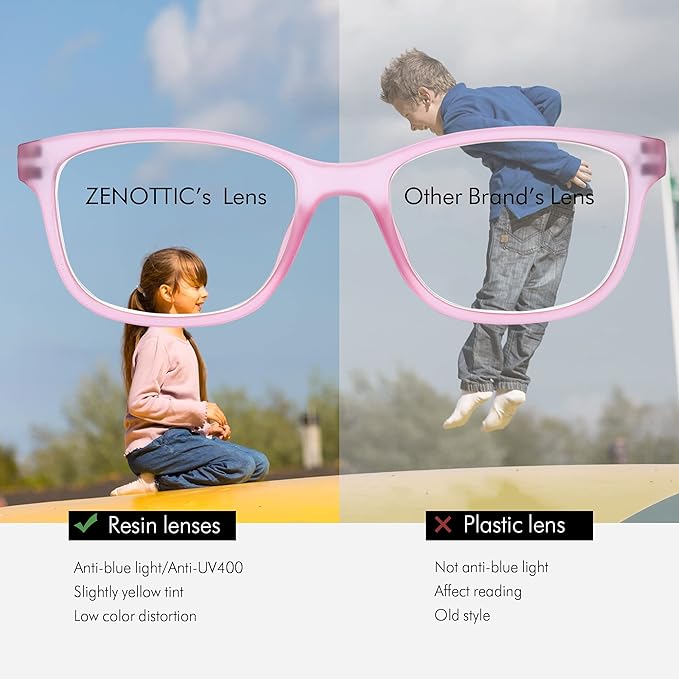 ZENOTTIC Kids Blue Light Blocking Glasses Anti Glare Lens Lightweight Frame Computer Eyeglasses for Boys and Girls