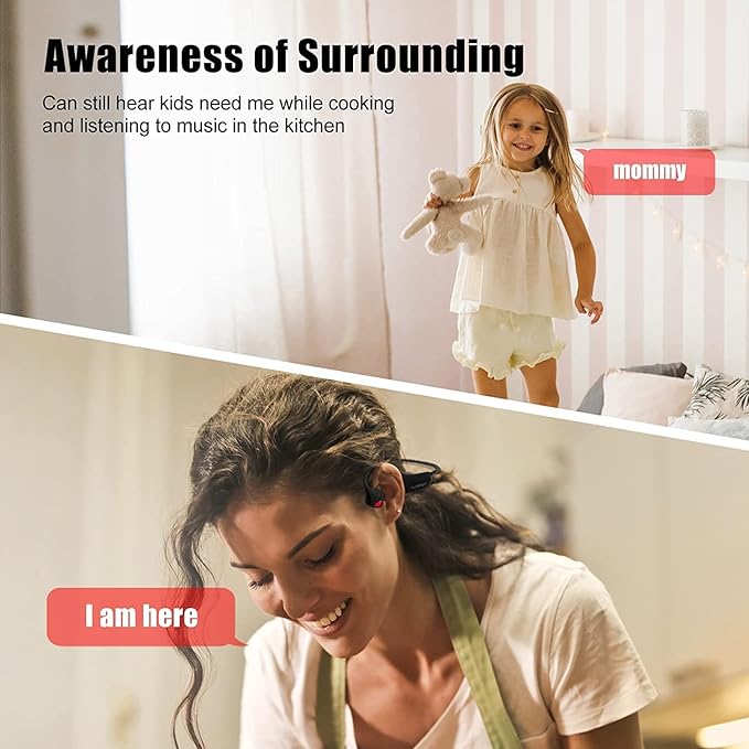 Open Ear Bone Conduction Headphones - Bluetooth 5.0 Headset, IP65 Waterproof Earphones, Type-C Charging, Long Battery Life, 25g Lightweight