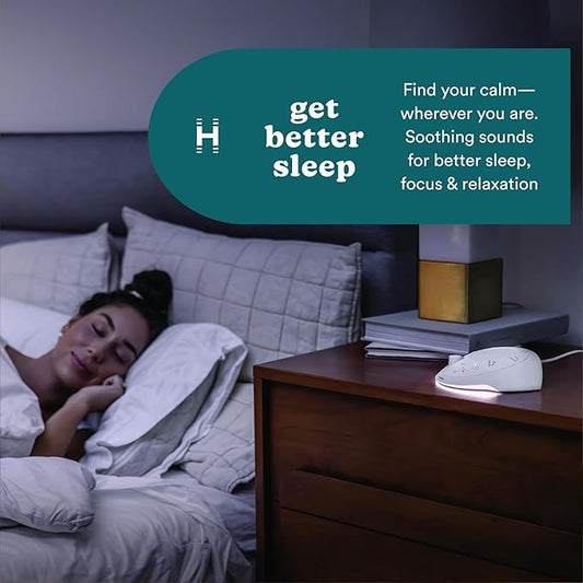 Homedics Sleep Better Portable Sound Machine, Night Light,12 Soothing Sounds Including White Noise, Rain, and Thunderstorm, Ultra-Portable Design, Auto-Off Timer, Ideal for Travel & Baby Sleep
