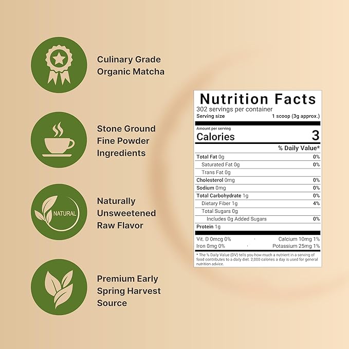 Organic Matcha Green Tea Powder, 2 Pounds | Unsweetened with Zero Sugar, Culinary Grade, Potent Early Harvest, Fine Stone Ground – Vegan, All Purpose, Great for Matcha Latte