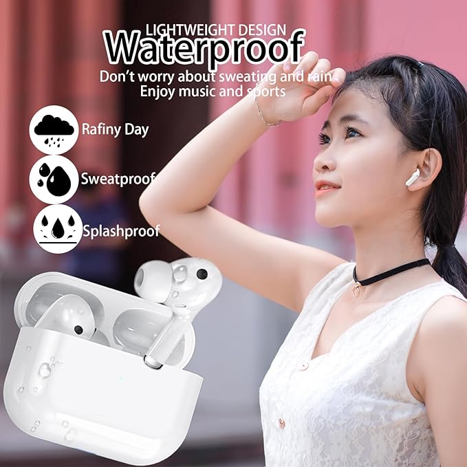 True Wireless Earbuds Bluetooth 5.3 Mic Noise Cancelling IPX7 Waterproof Hi-Fi Stereo Sound Long Battery Auto Pairing for iPhone/Android
