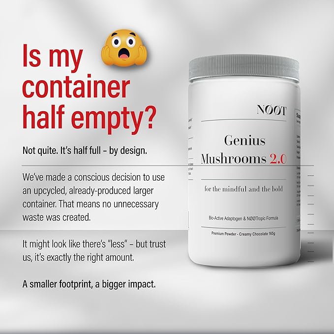 Genius Mushrooms 2.0 - Nootropic Mushroom Supplement, Cocoa Powder with Lions Mane, Reishi, Chaga & Cordyceps, Adaptogens Supplements, Biohacking Products, Adaptogen Drink Mix, 1 Month Supply