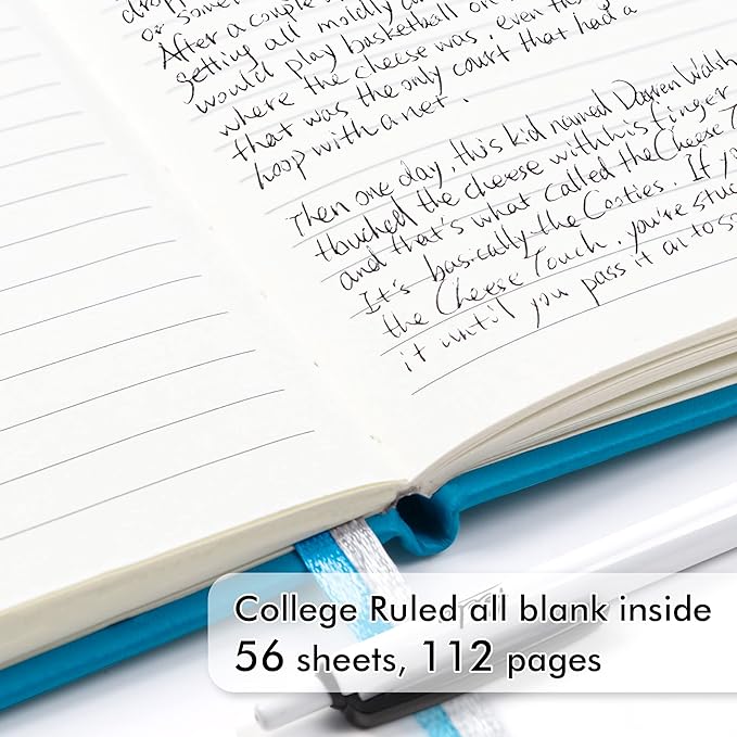 feela 3 Pack Pocket Notebook Journals, Mini Cute Small Journal Notebook Bulk Hardcover College Ruled Notepad with Pen Holder for Office School Supplies, with 3 Black Pens, 3.5”x 5.5”, A6, Teal