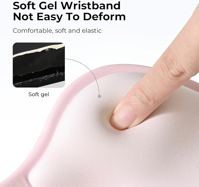 EooCoo Gel Wrist Rest Mouse Pad Ergonomic Middle Concave Design, Relieve Wrist Pain Mousepad, Non-Slip Base for Laptop, Computer, Office Decor for Women, Carpal Tunnel Syndrome