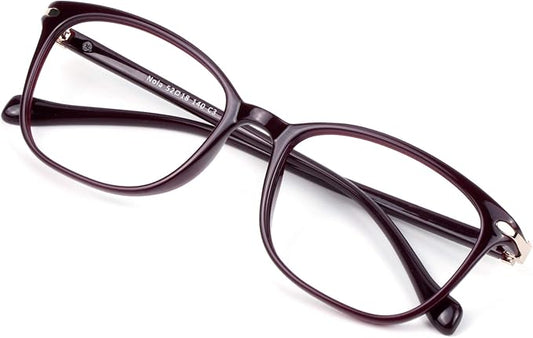 VisionGlobal Blue Light Blocking Glasses for Women/Men, Anti Eyestrain, Computer Reading, TV Glasses, Stylish Square Frame, Anti Glare