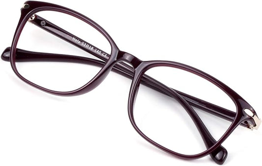 VisionGlobal Blue Light Blocking Glasses for Women/Men, Anti Eyestrain, Computer Reading, TV Glasses, Stylish Square Frame, Anti Glare(Red,+5.50 Magnification)