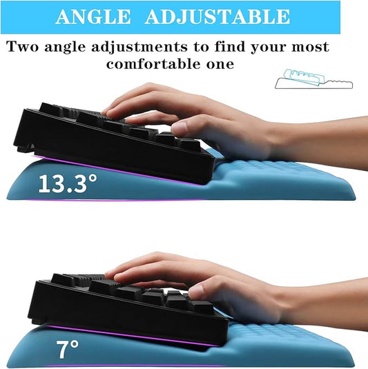 Computer Keyboard Stand Pad with Wrist Rest, Ergonomic Comfy Tilted Keyboard Stand Riser Holder Pad for Office Home (Blue)