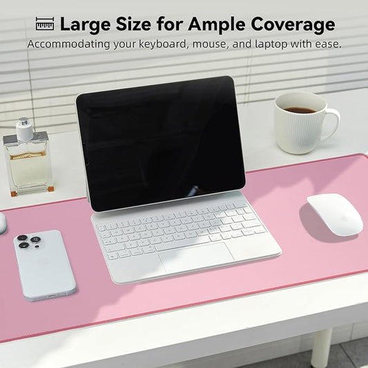 Waterproof Large Gaming Mouse Pad with Durable Stitched Edges, Non-Slip Rubber Base, Smooth Surface Mouse Mat Desk Pad for Home Office Gaming, 31.5"x11.8"x0.12", Dusty Rose