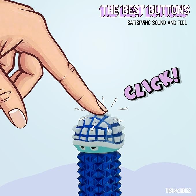 Shelly - Sensory Fidget Toy, Textured Pain Stim Device, Stress Relief for Focus and Concentration (Neon BlueSteel)