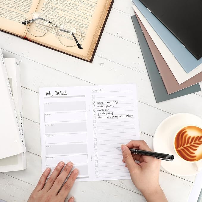 Qilery 50 Pcs 2025-2026 Daily Weekly Planner Bulk Christmas Employee Appreciation Gifts Small Pocket Journal to Do List Goals Notepad for Coworkers Teacher Students Team (Neutral Color)