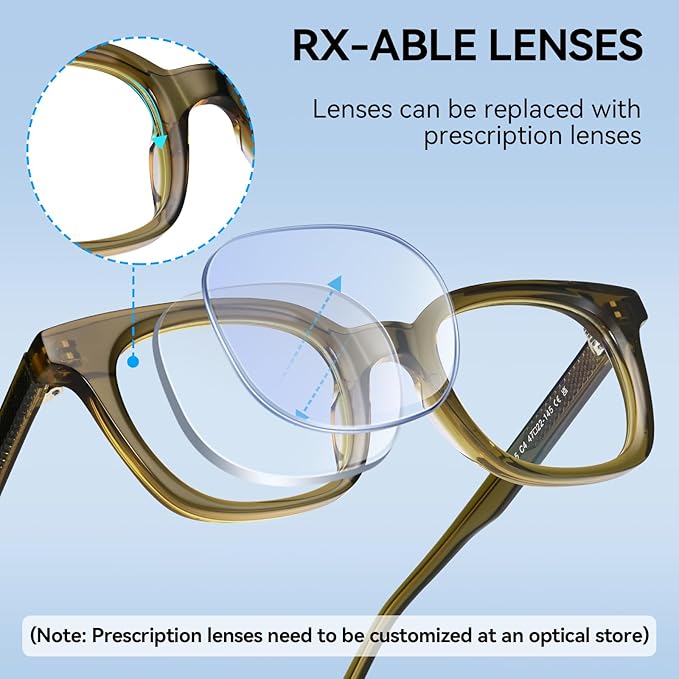 Dollger Blue Light Blocking Glasses For Woman Men Thick Frame Round Non-Prescription, pertain Work，Computer Gaming，TV