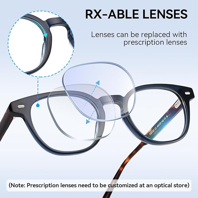 Dollger Blue Light Blocking Glasses For Woman Men Thick Square Frame Round Non-Prescription, For Computer,Work, TV,Gaming