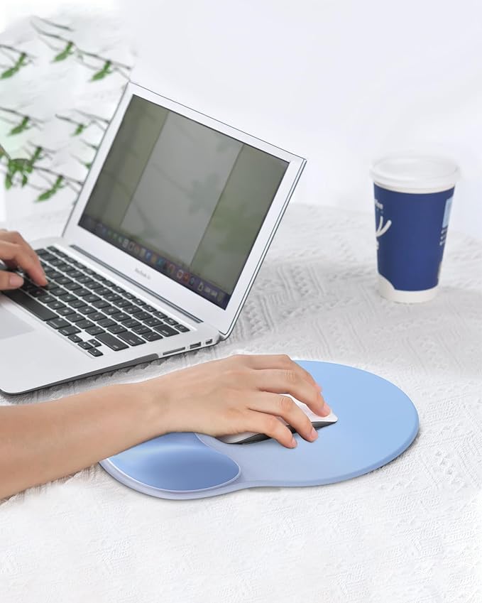 Ergonomic Mouse Pad Wrist Support, Comfortable Mouse Pad Wrist Rest, Relieve Wrist Pain Gel Mouse pad, Non-Slip Rubber Base Mousepad for Laptop, Computer(Gradient Blue)