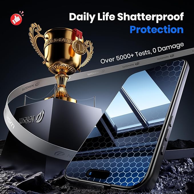 WSKEN for iPhone Air Privacy Screen Protector - [4 Way 360 Anti Spy] [Auto Dust-Remove] 10X Military Shatterproof 4 Directions Zero Bubble Anti Peep Tempered Glass Film for air