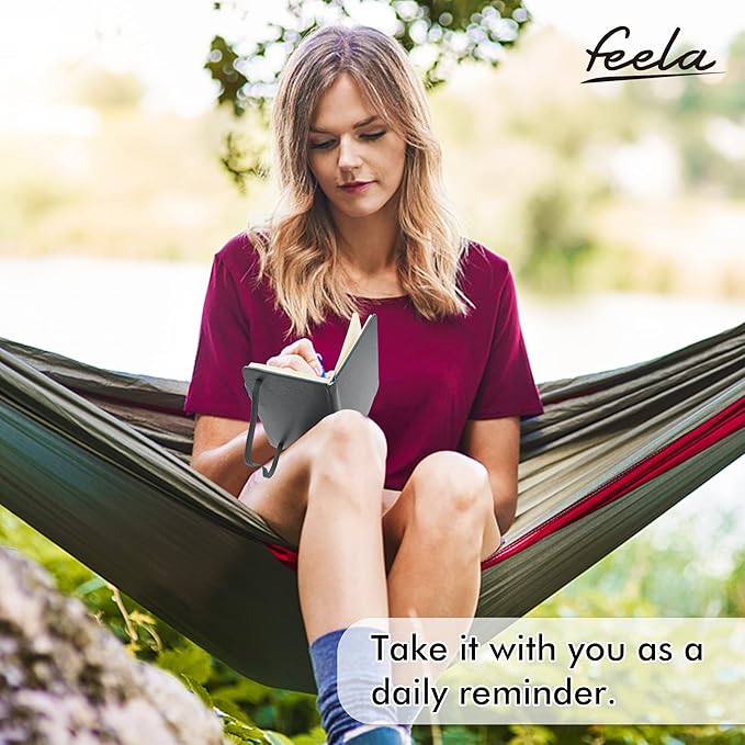 feela 3 Pack Pocket Notebook Journals with 3 Black Pens, A6 Mini Cute Small Journal Notebook Bulk Hardcover College Ruled Notepad with Pen Holder for Office School Supplies, 3.5”x 5.5”, Gray