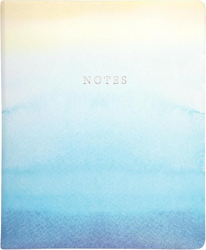 Eccolo Large Lined Journal Notebook, Hardbound Fabric Cover, Writing Journal, 256 Ruled White Pages, Ribbon Bookmark, Lay Flat, Desk Size for Work or School, Wide Stripes (Blue, 8x10 inches)