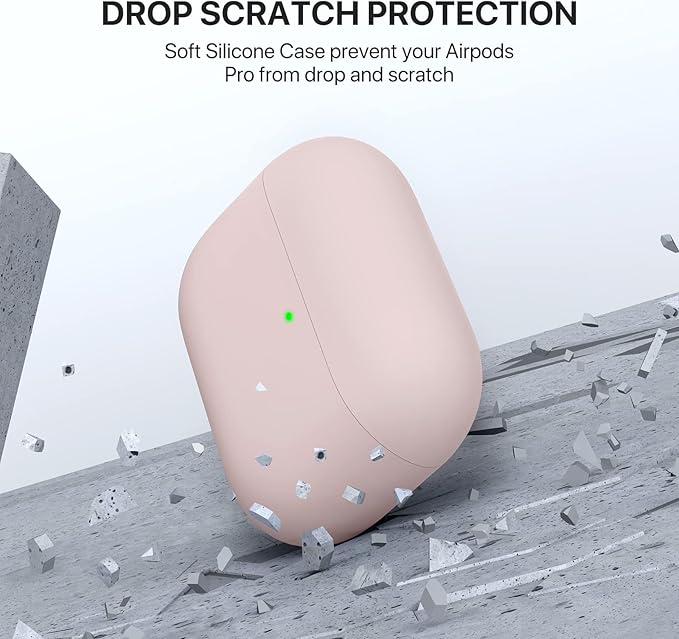 Miracase Upgrade Triple Layer Protective Liquid Silicone Case for AirPods Pro, 2019 Release LED Visible Shockproof Soft Skin Friendly Silicone Case, Pink