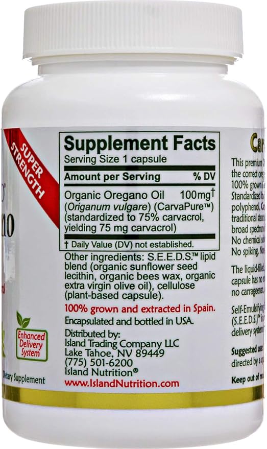 Oregano Oil Capsules, Organic Ingredients - Super-Strength, Grown in Spain, 90-ct Liquid-Filled - Organic Oil of Oregano Capsules with Enhanced Delivery