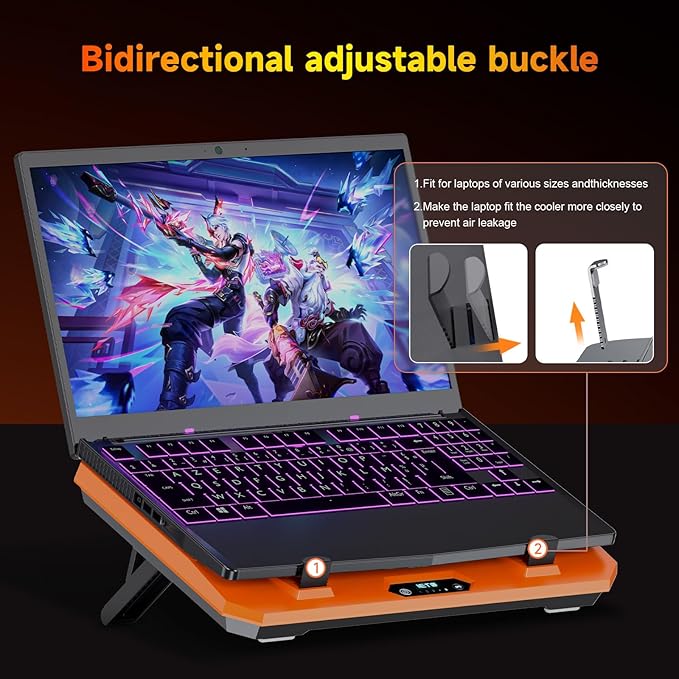 GT300 Upgraded Laptop Cooling Pad with Adjustable Stand, Turbo Boosted Cooler for Rapid Cooling 10-17inch Gaming Laptop, Flexible Sealing Ring，Featuring Air Filtration and USB Hub