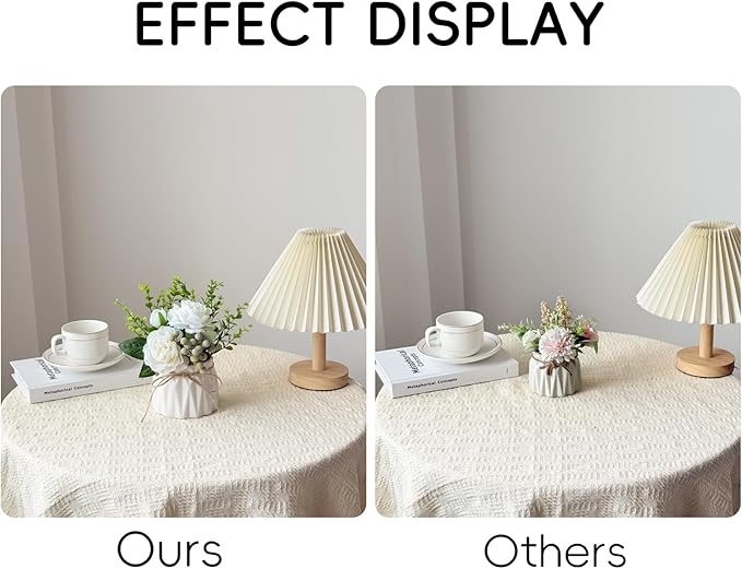 Faux Flowers with Vase, 2pcs Small White Artificial Flowers Arrangement, Potted Plants,Decoration for Bathroom Home Party Office Desk Wedding,Coffee Table Decor (White)