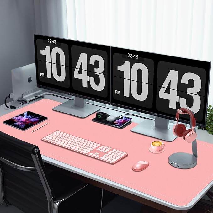 47.2" x 23.6" Large Desk Pad - Non-Slip PU Leather Mat, Large Mouse Pad, Computer Mat for Keyboard, Waterproof Writing Blotter for Work (Melon Pink)