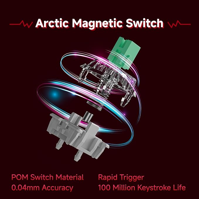 EWEADN Battle68 60% Gaming Keyboard Wired, Hall Effect Magnetic Switch Keyboard, Rapid Trigger Mode Adjustable Actuation, 8K Hz Polling Rate, PBT Keycaps, RGB Backlit, Arctic Magnetic Switch