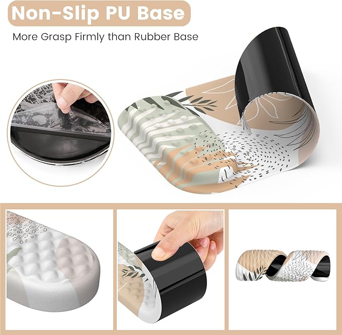 HAOCOO Computer Desk Mat Large, Ergonomic Mouse Pad with Wrist Rest and Keyboard Wrist Pad, 4 in 1 Desk Pad Set with Coaster, Massage Gaming Mousepad for Laptop Desktop Office, Boho Tropical Leaves