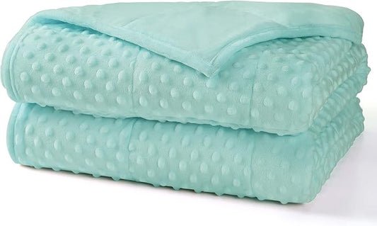 Alomidds Weighted Blanket, Luxury Velvet Weighted Blankets for Adults and Kids,Warm and Breathable Soft and Comfort Minky, Cute Heavy Blanket with Premium Glass Beads (36"x48" 5LBS, Teal)