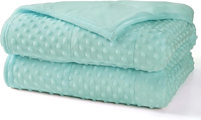 Alomidds Weighted Blanket, Luxury Velvet Weighted Blankets for Adults and Kids,Warm and Breathable Soft and Comfort Minky, Cute Heavy Blanket with Premium Glass Beads (41"x60" 7LBS, Teal)