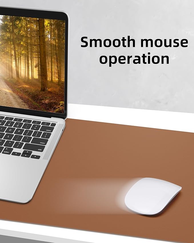 Large Desk pad mat,Mouse Pad,Office Desk Mat, Non-Slip PU Leather Desk Blotter,Large Desk mat,Waterproof Keyboard mat for Office/Home/Decor (Brown,48" x 17")
