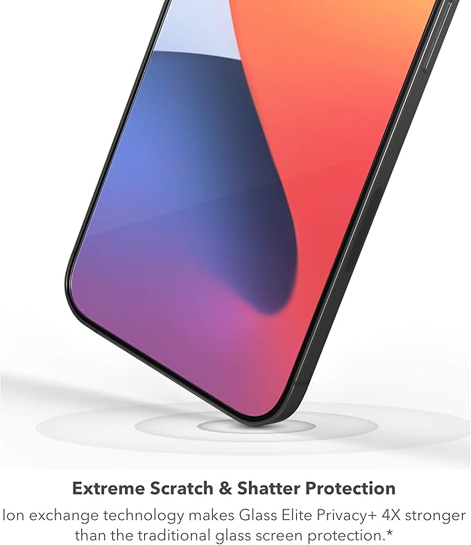 ZAGG Glass Elite Privacy+ Screen Protector for iPhone 12 Pro Max, Two-Way Privacy Filter, 4X Stronger, Anti-Fingerprint Technology, InvisibleShield, Easy to Install