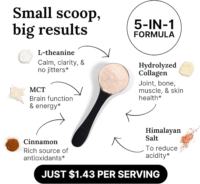 For Wellness The Good Stuff Performance – Coffee Booster | Collagen + MCT Powder Supplement with L-Theanine and Antioxidants for Jitter-Free Energy & Stamina | Non-Dairy, Keto-Friendly, 14 Servings