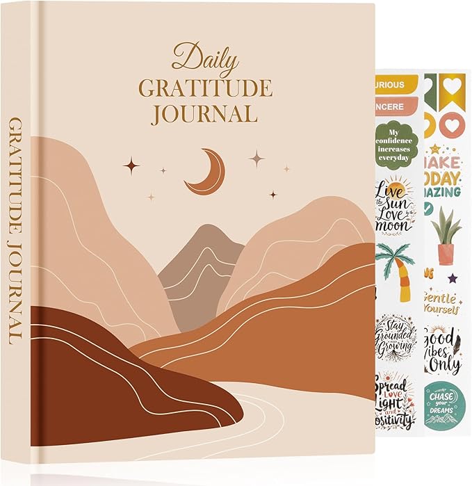 Lanpn Daily Gratitude Journal for Woman Men, 4 Month Mindfulness & Affirmation Planner, 7.8"x9.2" The 5 Minute Grateful Diary, Guided Reflection with Positivity Prompts & Quotes Undated Notebook