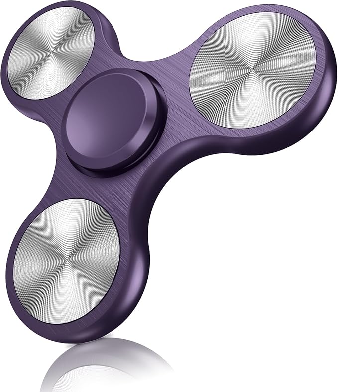 Fidget Spinners Toy, Metal Stainless Steel Bearing High Speed 4-8 Min Spins, EDC ADHD Stress Anxiety Relieves Reducer Fidgets Finger Toys, Spinner Toys for Kids and Adults (Purple)