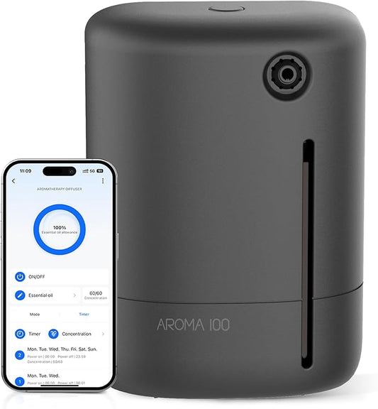 Waterless Essential Oil Aromatherapy Diffuser - Hotel Scent Diffuser Machine for Home - Cold Air Diffuser Machine for Large Room - App Control - Studio Scent Diffuser - Office Fragrance - Black