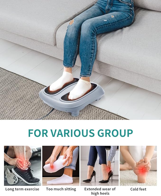 Nekteck Foot Massager with Heat, Heated Foot Massager for Plantar Fasciitis, Pain Relief and Circulation, Shiatus Electric Under Desk Feet Massager Machine, Gifts for Men Woman Him Her Mon Birthday