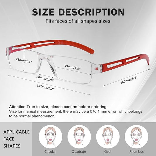 AQWANO 5 Pack Rimless Computer Reading Glasses Blue Light Blocking, Fashion Clear Frames Lightweight & Comfort Readers for Women Men Anti Glare/Eyestrain, 2.0