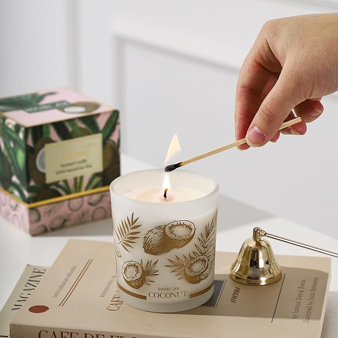 Scented Candle - Coconut - 6oz Aromatherapy Soy Wax Jar Candle for Home, Gifts for Women - 170g
