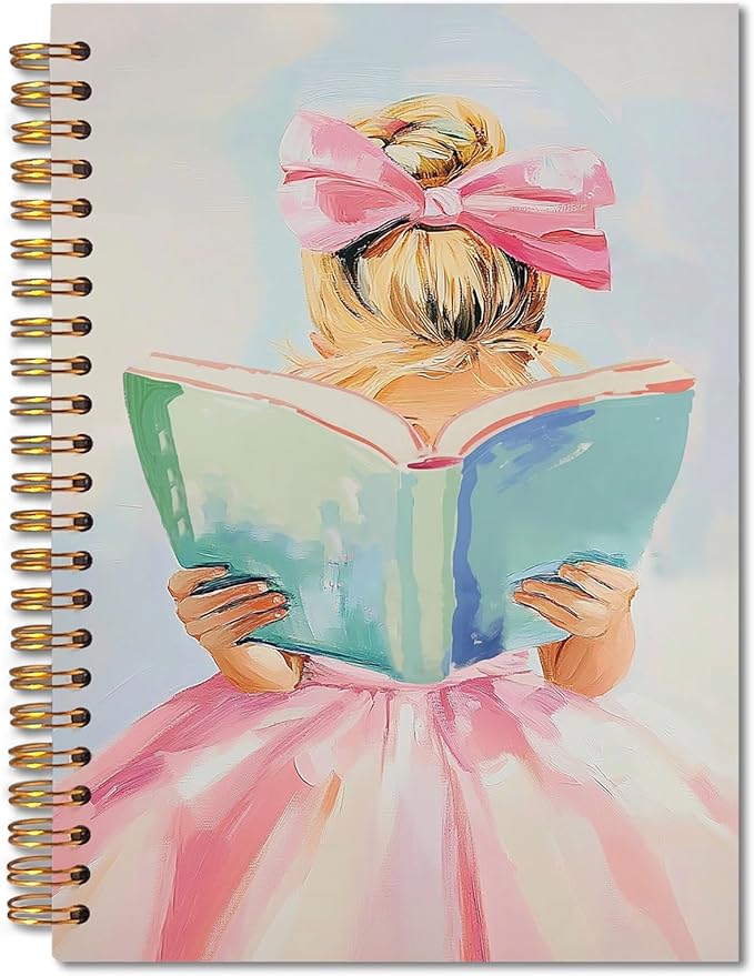 Reading Spiral Notebook 5.5x8.3, Book Lovers Gifts, Gifts for Readers Bookish Book Lovers Women, Preppy Girls Reading Journal Notebooks for Note Taking