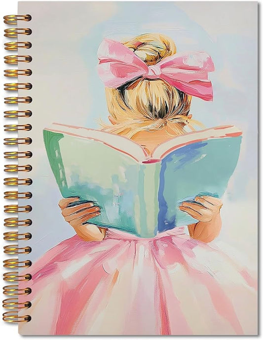 Reading Spiral Notebook 5.5x8.3, Book Lovers Gifts, Gifts for Readers Bookish Book Lovers Women, Preppy Girls Reading Journal Notebooks for Note Taking